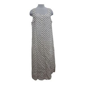 J. Jill Love Linen Boho Summer Spring Maxi Dress Large Tall Chevron Stripe